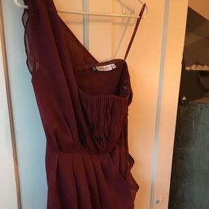 One shoulder, size 8 maroon dress